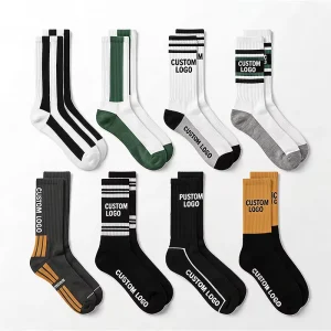 Low MOQ High Quality Custom Crew Jacquard Terry Socks Embroidery Custom LOGO Cotton Sport Socks