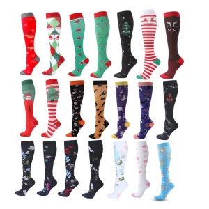 Low MOQ In Stock 200 Designs Compression Socks OEM Custom Packaging Private Label Logo Knee High Compression Sock for Wholesaler