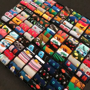 Low MOQ Multi-style Crew All Over Printed Custom logo Fruit Animal Food Novelty Whimsical Funky Socks for Men