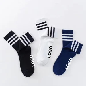 Low Moq Crew Sport Support Unisex Striped Cotton Sports Men’s Women’s Running Sock