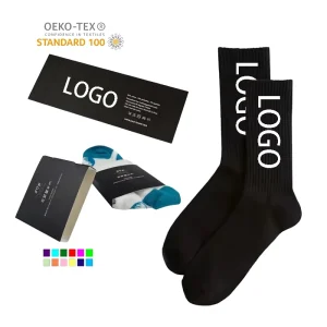 Low Moq Custom Socks High Quality Cotton Men Custom Crew Socks Embroidered Knitted Custom Socks Logo Unisex