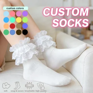 Low Moq Lounge Thermal Socks Lace Antibacterial Breathable Arch Support Cotton Socks Customised Women Custom Socks