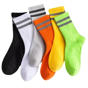 Luminous Autumn Eco Friendly Glow in the Dark Striped Street Sport Night Reflective Socks