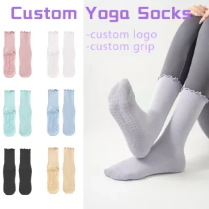 Luxury Crew Socks for Youth Spring Season Yoga Pilates Anti Slip Grip Socks with Logo