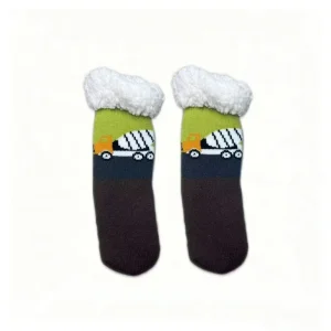 Luxury Cute Crew Kids Holiday Socks Cartoon Elk & Reindeer Design Anti Slip Breathable Winter Home Wear