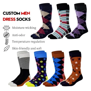 Luxury Quality Disposable Autumn Men’s Dress Socks Custom Cotton Knitted Business Socks One Size