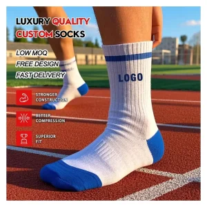 Luxury Quality Performance Custom Socks Men Breathable Comfortable Terry Padded Cushioned Gym Socks Knitted Cotton Crew Socks