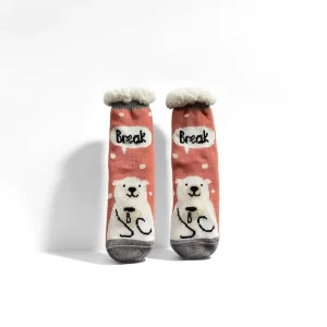Luxury Quality Sherpa Lined Slipper Socks Festive Elk Design Christmas Thermal Indoor Socks for Gift