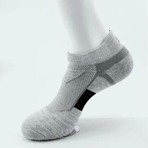 Manufacture Non Slip Sports Ankle Elite Athletics Socks Mesh Men Grey Thick Terry Bottom Padded No Show Ankle Socks