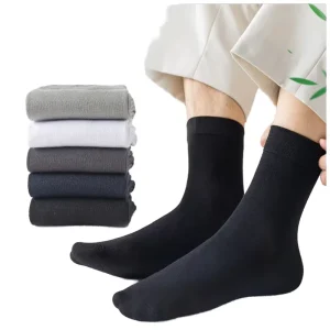 Manufacturer Breathable Men’s Bamboo Fiber Dress Socks Solid Color Custom Antibacterial Cotton Autumn Customizable