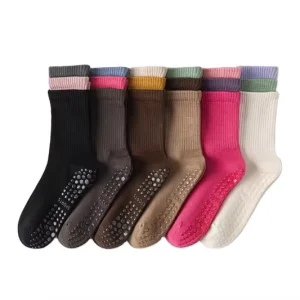 Manufacturer Custom Women’s Grip Pilates Socks Anti Slip Crew Sports Socks