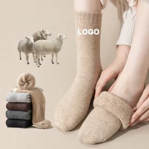 Manufacturer Sock Korea Style Cozy Crew Merino Wool Socks Solid Color Thermal Socks for Winter