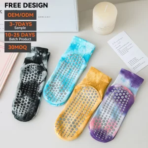 Manufacturer Women Yoga Pilates Grip Socks Anti Slip Spandex Nylon Breathable Bow Strap Designer Custom Logo Sports Socks