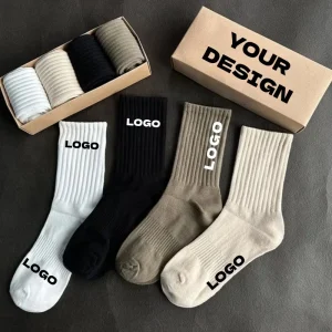Manufacturer of High-quality Unisex Custom Logo Design Stylish Men’s Crew Cotton Sports Socks