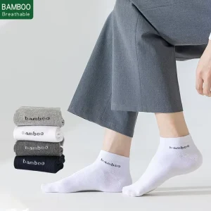 Men Ankle Bamboo Socks High Quality Jacquard Knitted Letter Bamboo Cotton Sports Custom Socks Men