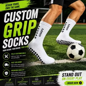 Men Anti Slip Football Sock Breathable Knitted Grip Soccer Sock Custom Non Slip Grip Football Sock With Design Logo