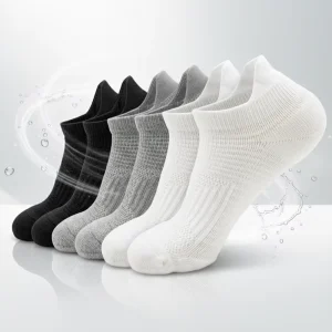 Men Cotton Casual Breathable Jacquard Running Socks Anti Slip Grip Custom Logo Knitted Ankle Sports Sock