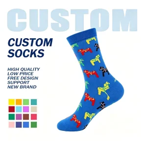 Men Cotton Funny Colorful Custom Crew Socks with Logo