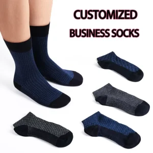 Men Crew Combed Cotton Dress Socks Anti-Bacterial Seamless Toe Black Moisture Wicking Formal Suit Business Socks