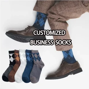 Men Crew Dress Socks Solid Color Combed Cotton Breathable Office Business Socks
