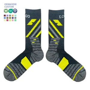 Men Custom Logo Black Breathable Outdoor Waterproof Socks Merino Wool Hiking Socks