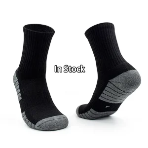 Men Custom Logo Winter Football Socks Knitted Breathable Athletic Cotton Cycling Soccer Basketball Crew Sports Socks