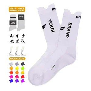Men Eco friendly Soft Cotton Running Sport Sock Custom Knit Logo White Athletic Sock Outdoor Sport Gym Crew Socks