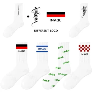 Men Embroidery Custom Crew Socks Knitted Anti Bacterial Casual Spring 100% Cotton Socks Custom Design Unisex