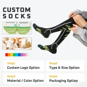 Men Extreme Thick Full Terry Knee High Wool Ski Socks with Impact Cushion for Aggressive Snowboard Custom