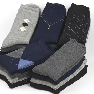 Men Fashion Patterned Solid Stripe Argyle Socks Formal Business Classic Cotton Dress Casual Socks