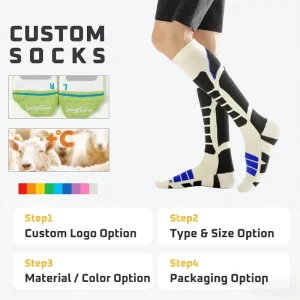 Men Graduated Compression Wool Ski Socks Knee High with Muscle Support for Alpine Racing Custom