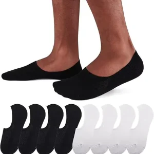 Men No Show Invisible Socks Double Heel Silicone Anti Slip Arch Support Breathable Mesh Low Cut Boat Socks