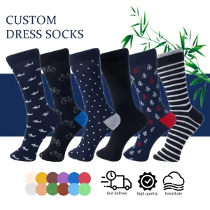 Men Socks Business Crew Bamboo Fiber Dress Socks Customised Design Personalized Logo Custom Socks