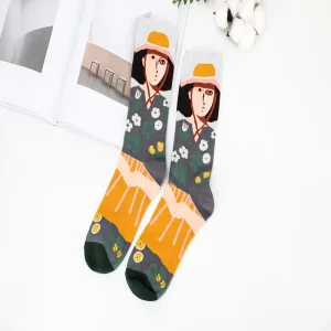 Men Socks Cotton New French Series Cotton Casual Animal Print Socks Jacquard Weave Absorbent for Both Men and Women