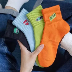 Men Socks Embroidery Ankle Casual Sports Socks
