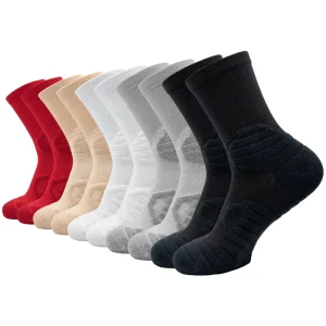 Men Thick Badminton Tennis Basketball Team Breathable Anti Bacterial Grip Sports Socks Custom Embroidery Logo