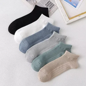 Men Thin Socks Solid Color Cotton Casual Men Socks Mesh Shallow Mouth Invisible Boat Socks