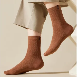 Men Trendy Jacquard Cotton Breathable Casual Mid-Calf Socks for Summer