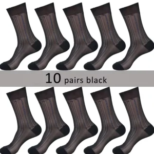 Men Ultra Thin Dress Socks Silk Sheer Business Socks Soft Nylon Work Trouser Sox Mid Calf Mens Sheer Nylon Dress Socks