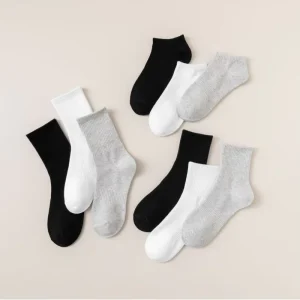 Men Unisex Casual Spring Autumn Anti-Odor Anti-Friction Sweat-Absorbing Solid Color Cotton Mid-Calf Sports Socks Custom Logo