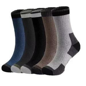 Men Warm Thermal Wool Boot Sports Socks Winter Moisture Wicking Breathable Cozy Knitted Crew Cushion Socks