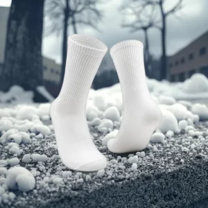 Men White and Black Blue Colorful Knitted Technical Long Crew Thick Cotton Premium Antibacterial Work Socks