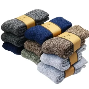 Men Winter Thermal Crew Socks Thickened Fleece Lined Warm Terry Socks Cold Resistant Anti Freeze Mid Calf Socks Outdoor Winter