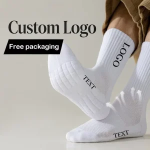 Men Women Custom Embroidered Socks Customized Running Basketball Terry Bottom Breathable Sports Socks Personalized