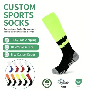 Men Women Custom Sports Soccer Socks Breathable Knee High Running Training Stocking Pure Color Professional Football for Youth