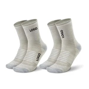 Men Women’s Thermal Merino Wool Hiking Socks Thick Cushion Crew Winter Moisture Wicking Knitted with Logo on Cuff & Bottom