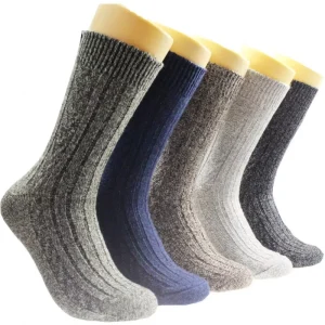 Men Wool Solid Thicken Full Terry Cushion Crew Socks for Winter