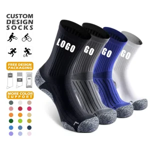 Men and Women’s Athletic Sport Socks With Custom Logo Crew Knitted Cotton Sock for Outdoor Sports and Hiking