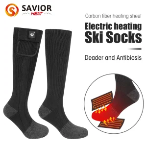 Men and Women’s Heated Knitted Print Thermal Ski Socks Crew for Winter Snowboarding Climbing Foot Warmer