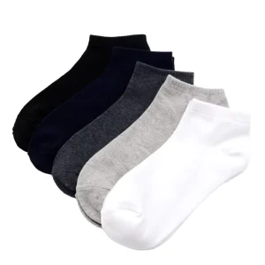 Men’s 100% Cotton Breathable Ankle Socks Simple Business Crew Casual Style Summer Custom Size White Brown Blue
